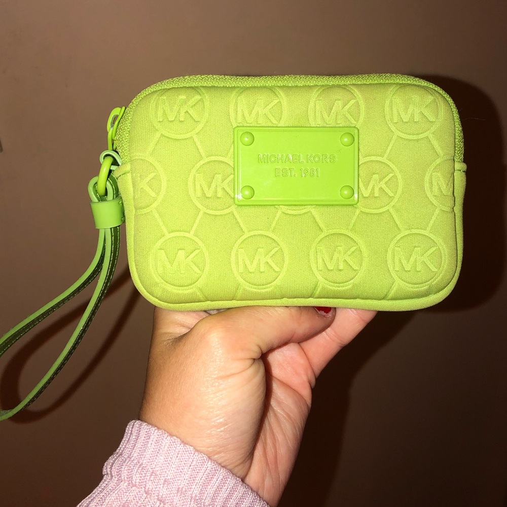 Michael Kors Green Wristlet/Coin Purse